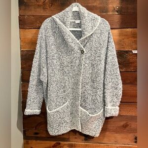 Poetry Alpaca Wool Blend Cardigan Sweater - Size 12/14 - Gray & White